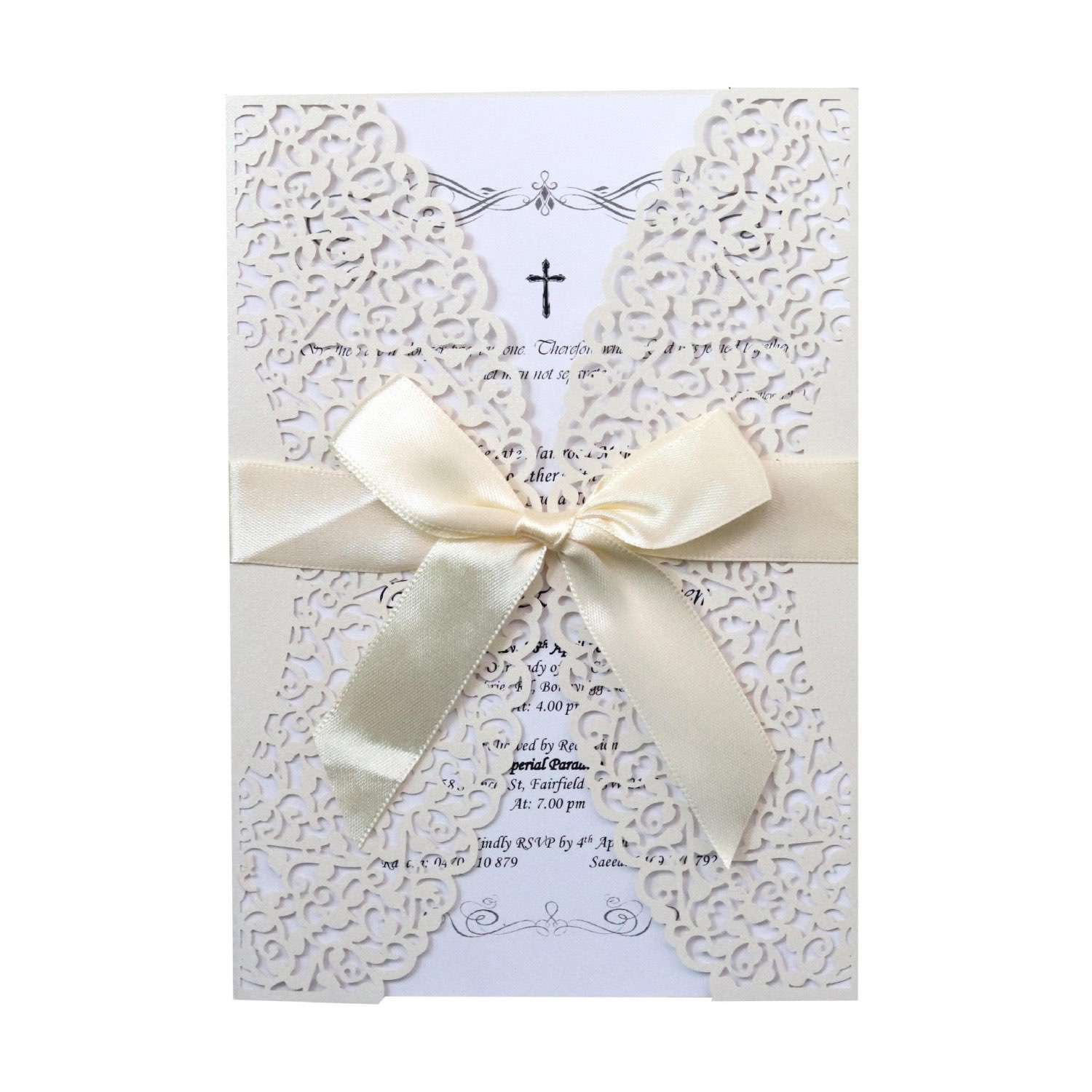 Wedding Invitation Card With Envelope Laser Cut Iridescent Paper